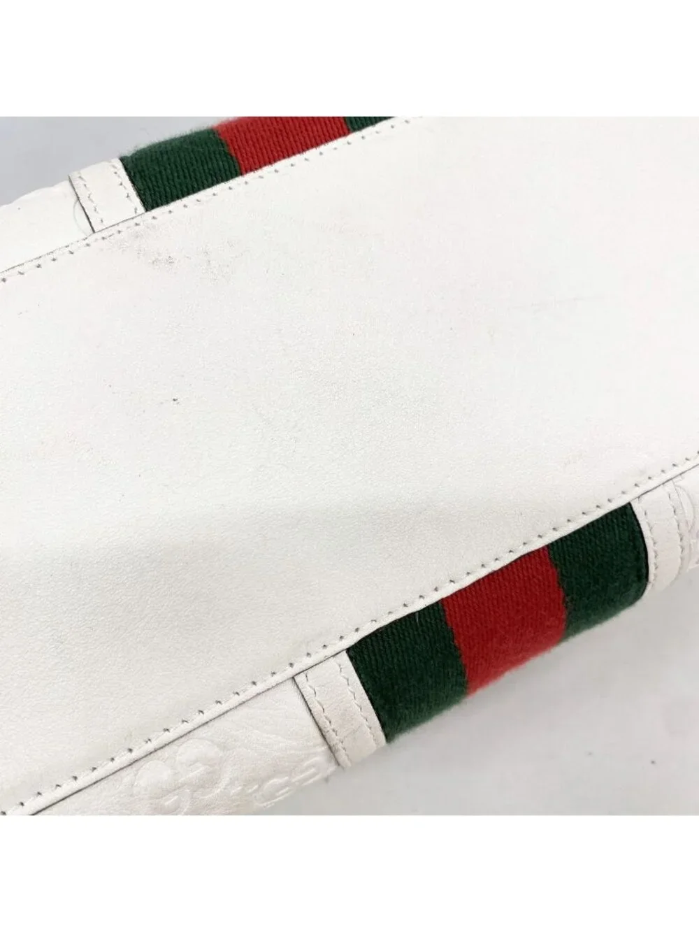 Gucci Pouch Sherry Line Guccissima Leather White Silver